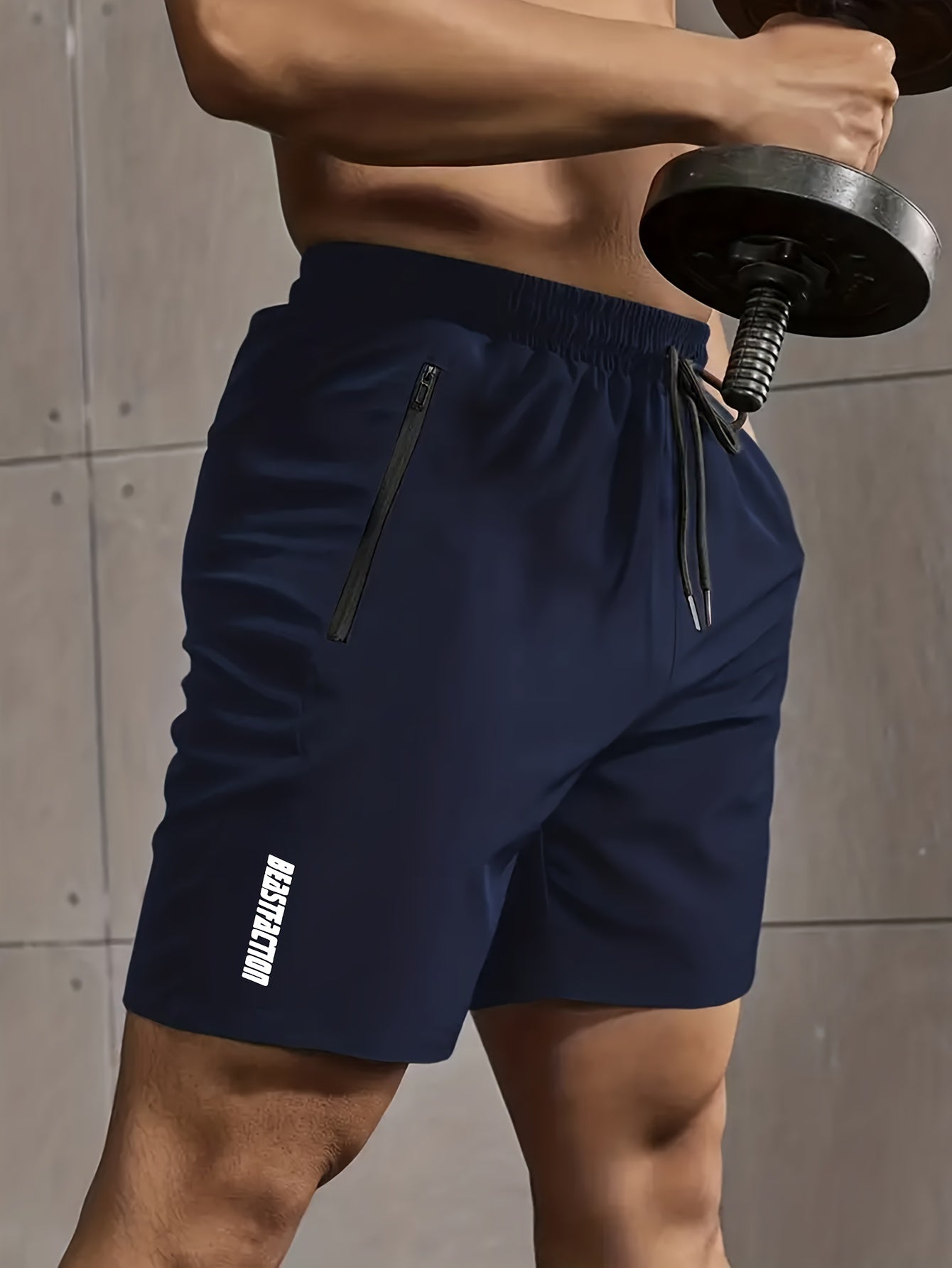 Short de sport pour homme style fitness avec poches zippées - Idéal entraînement et gym