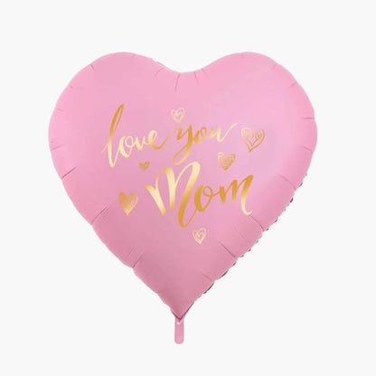 Kæmpe ballon formet som et hjerte med teksten 'Love You Mom' – Elegant dekoration til mors dag, kvinde