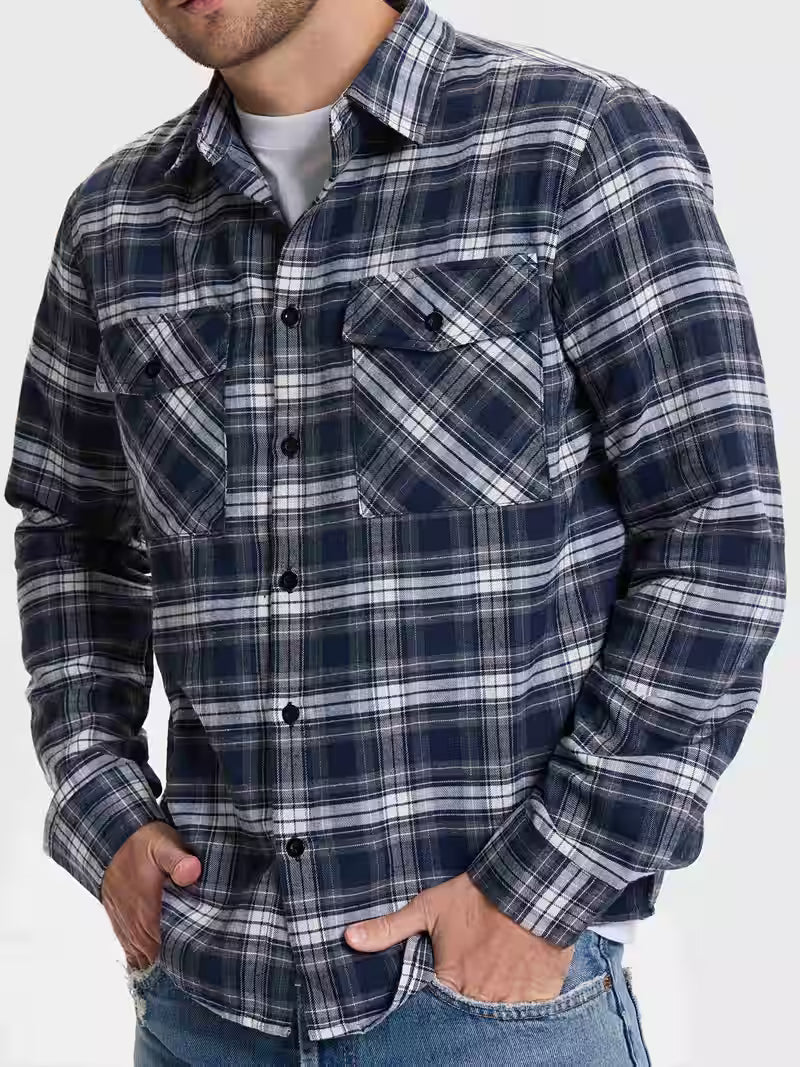 Afslappet ternet skjorte til mænd, overshirt-stil, ideel til weekenden
