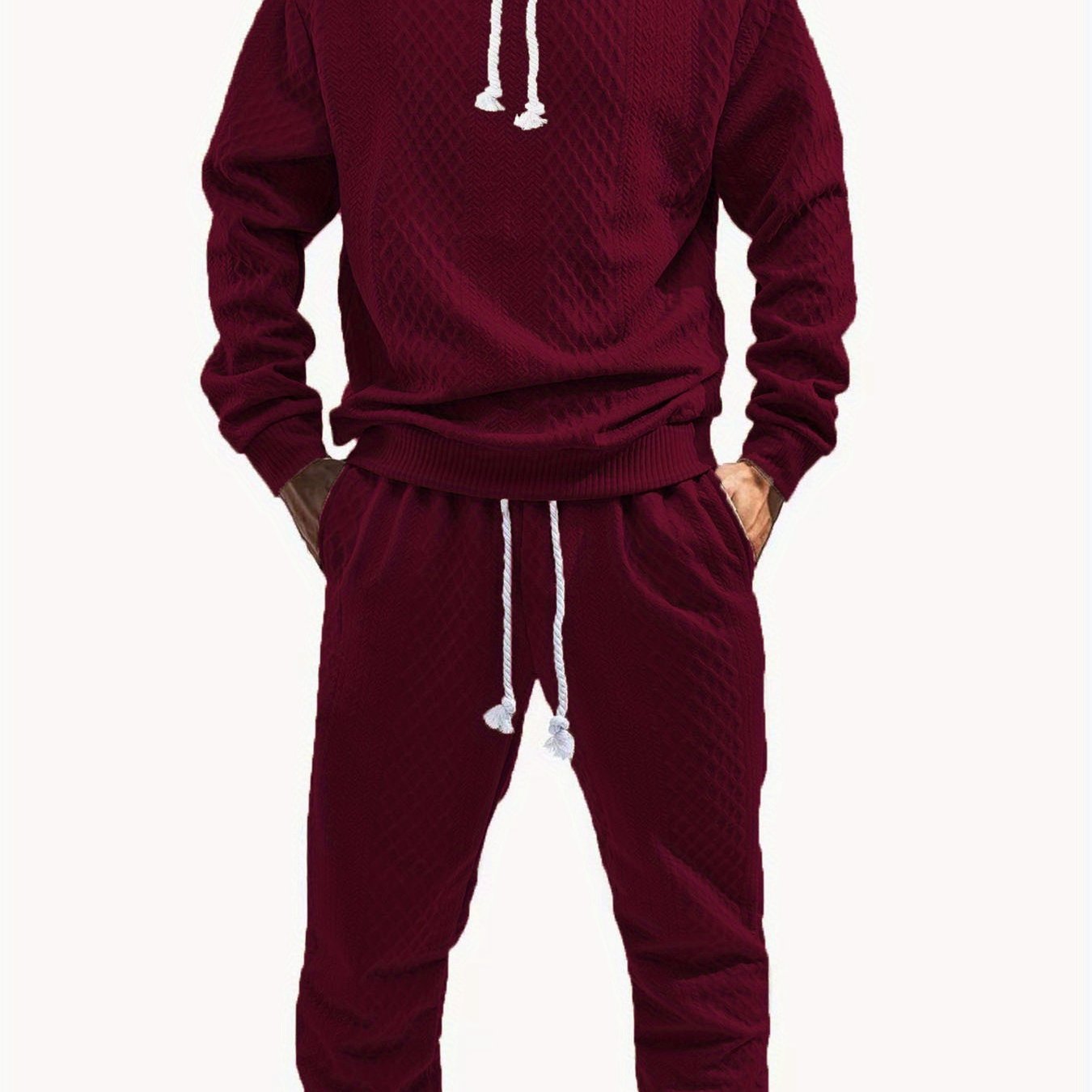 Ensemble Survêtement Homme à Capuche Texture Chevron et Losange – Style Décontracté