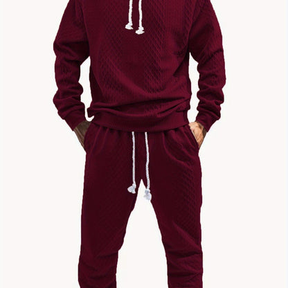 Ensemble Survêtement Homme à Capuche Texture Chevron et Losange – Style Décontracté
