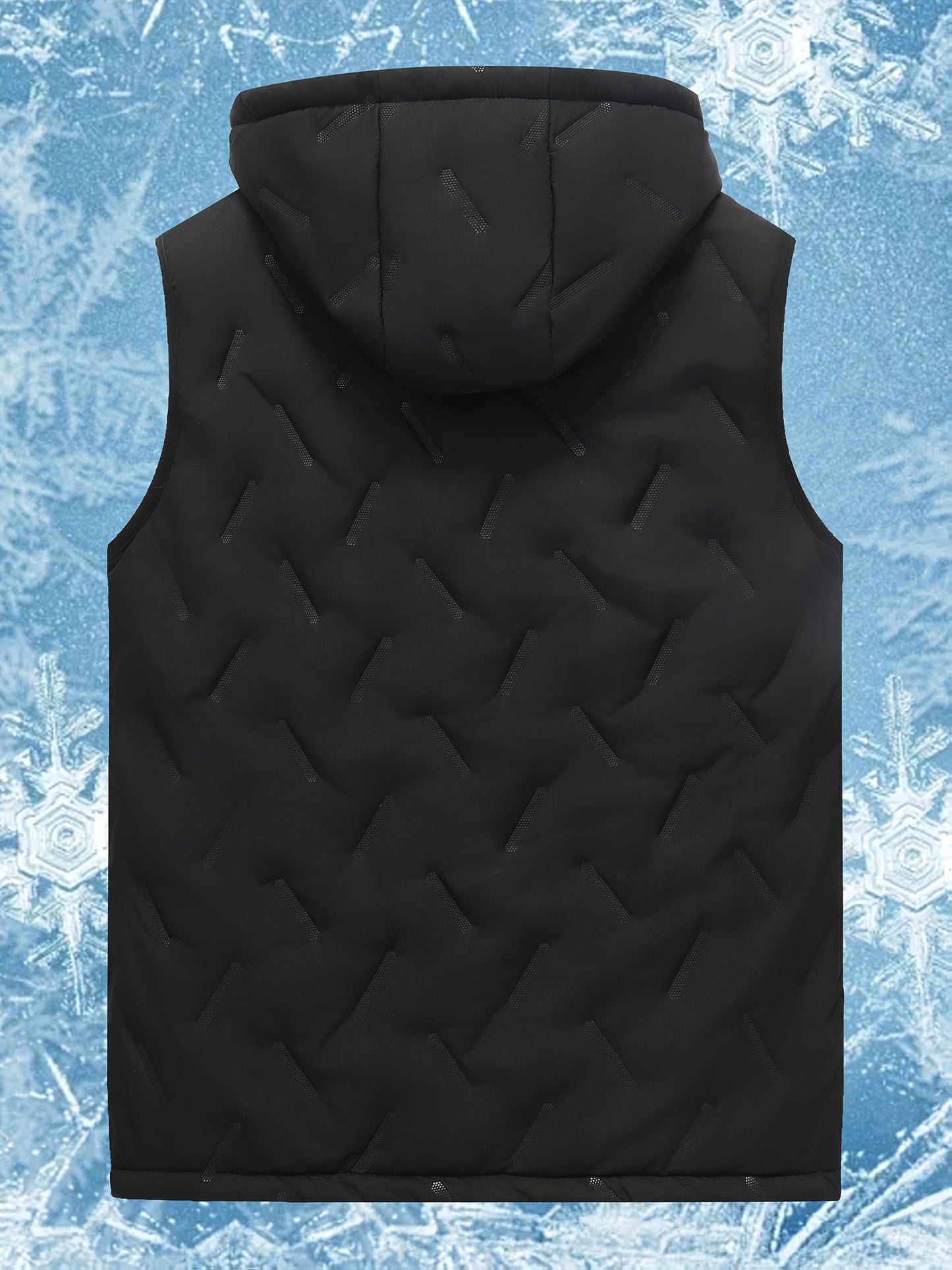 Gilet sans manches homme noir à capuche doublure polaire chaude matelassé