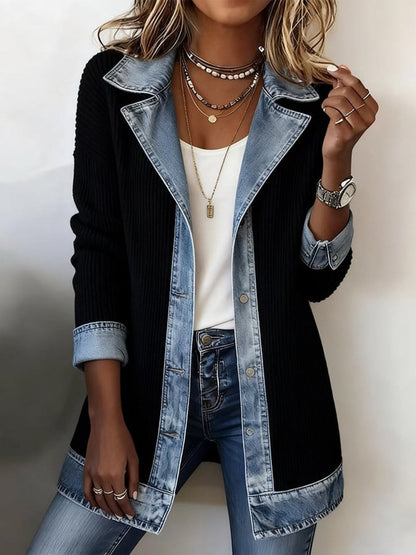 Veste blazer élégante pour femme style urbain chic à revers contrastés