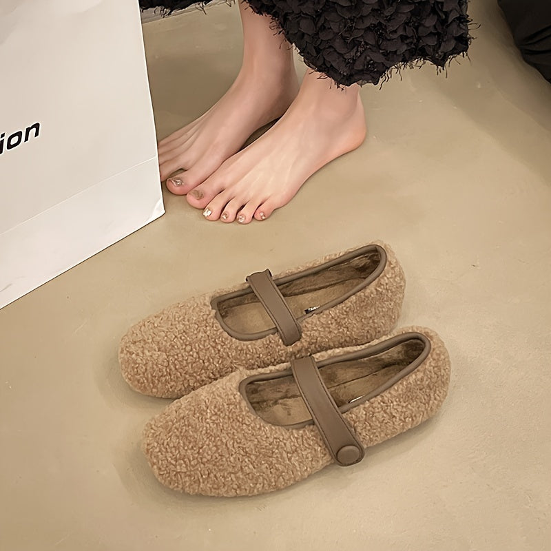 Ballerines Mary Jane douces pour femme, couleur unie, style confortable