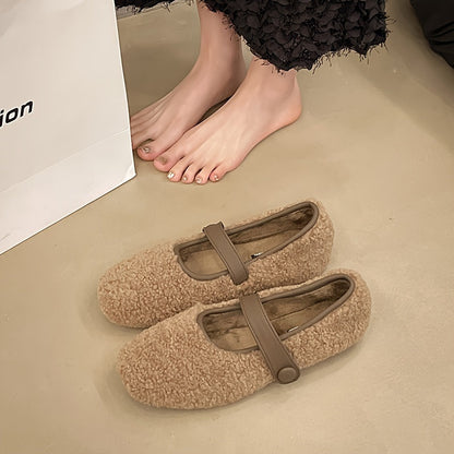 Ballerines Mary Jane douces pour femme, couleur unie, style confortable