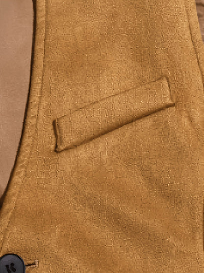 Gilet de Costume Homme Uni Col en V Décoration Chaîne Boutons