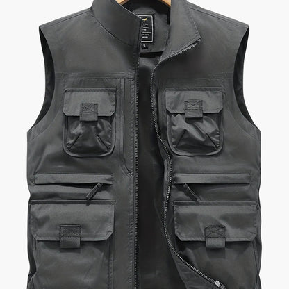 Gilet utilitaire sans manches pour homme style décontracté outdoor à poches multiples