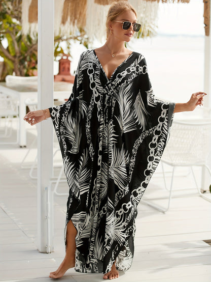 Kaftán largo de playa para mujer estilo resort tropical chic