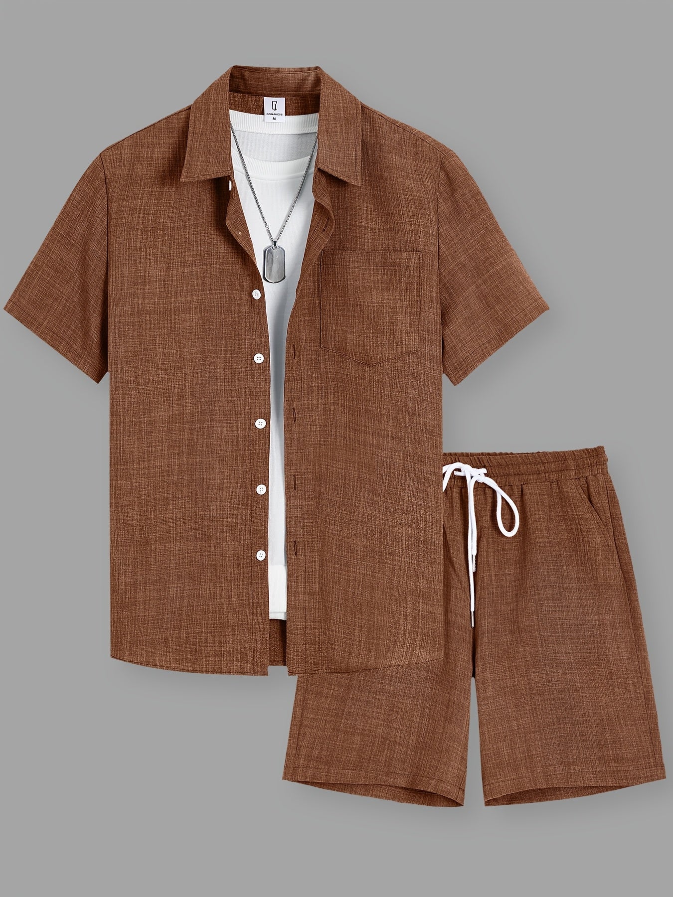 Ensemble décontracté pour homme – chemise à manches courtes et short, style urbain estival