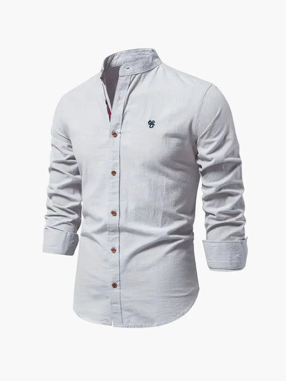 Herreskjorte med mao-krave og lange ærmer, elegant casual businessstil