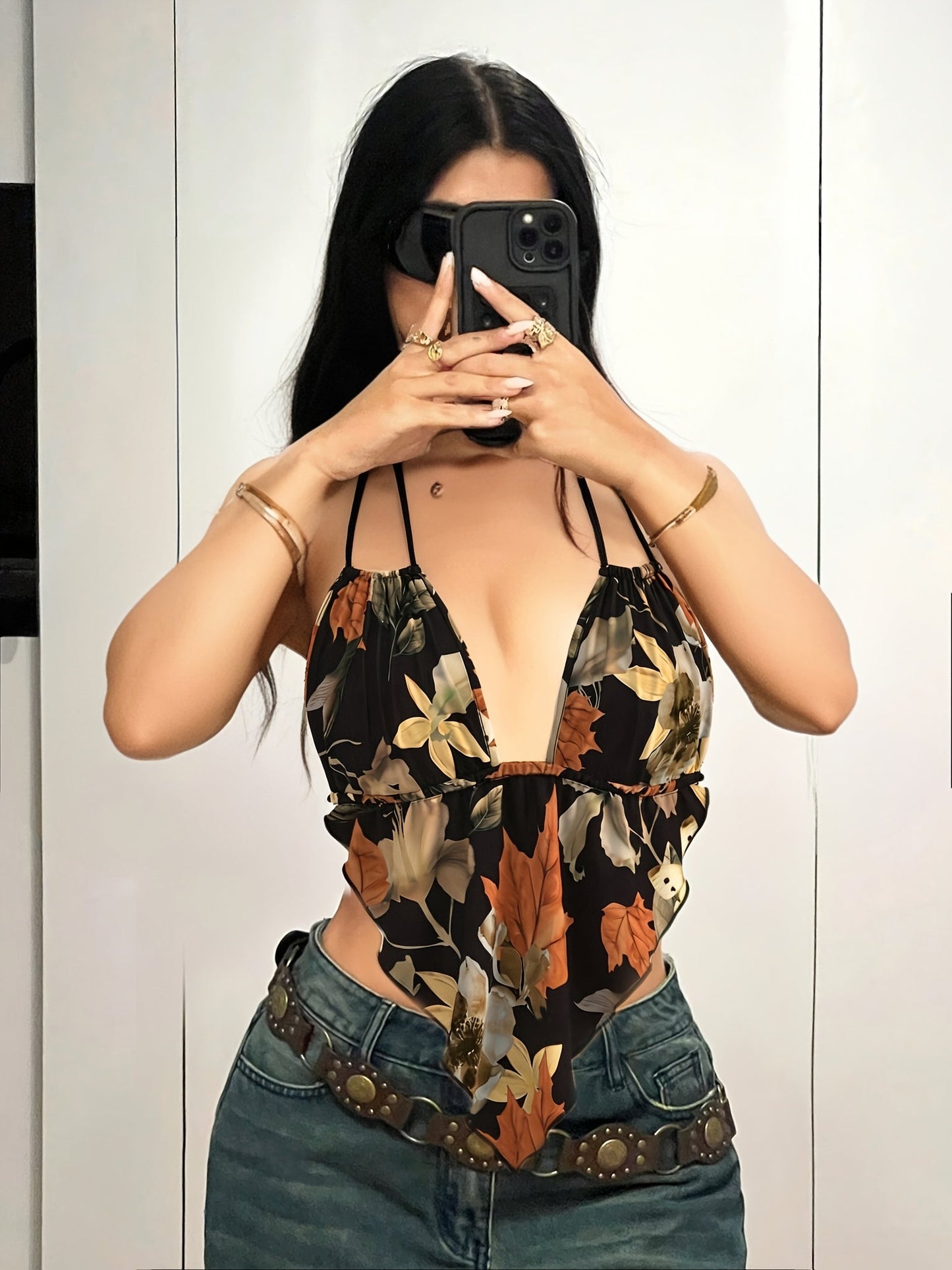 Body na plecy dla kobiet w stylu boho z kwiatowym wzorem na modny letni look