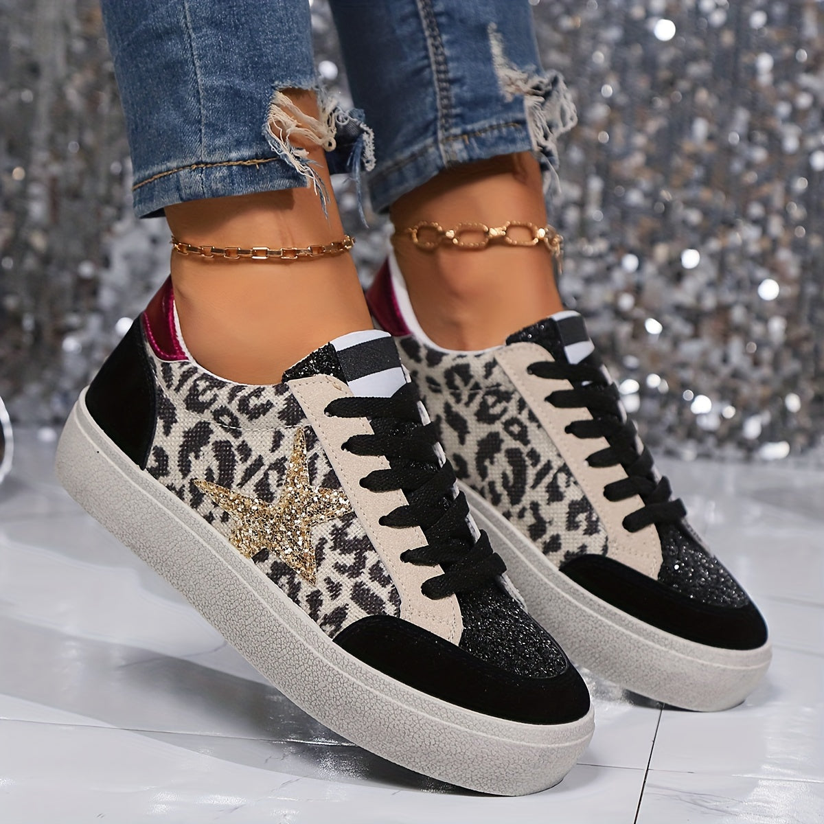 Baskets Femme Style Urbain Casual à Lacets pour Tous les Jours