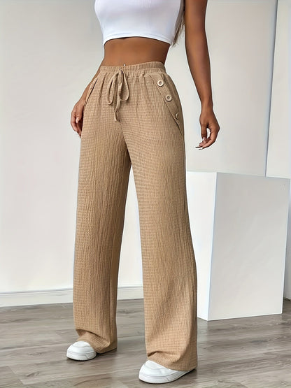 Pantalon décontracté droit taille haute pour femme - Style urbain chic et confortable
