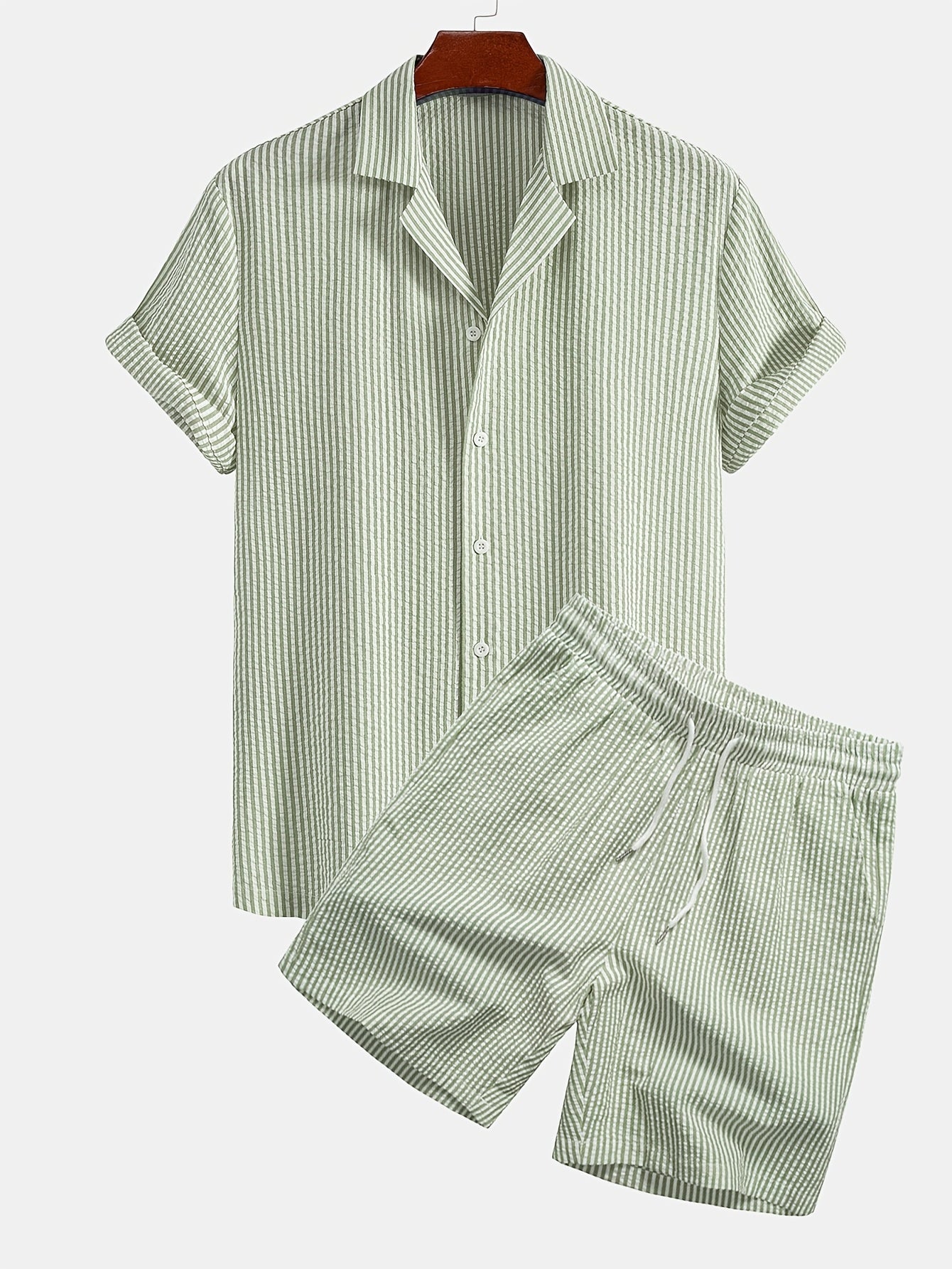 Completo casual due pezzi a righe da uomo – Stile estivo ed elegante per la spiaggia e il tempo libero