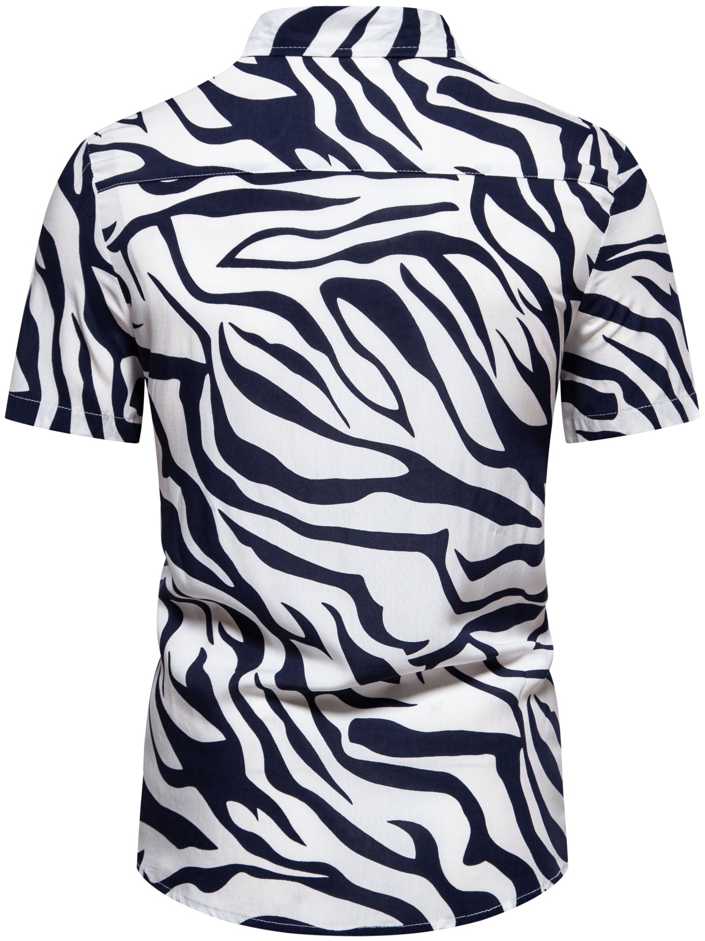 Camicia uomo a maniche corte stile resort con motivo zebrato di tendenza per l'estate