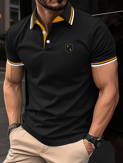 Polo décontracté pour homme style universitaire, col élégant, manches courtes, idéal pour l'été