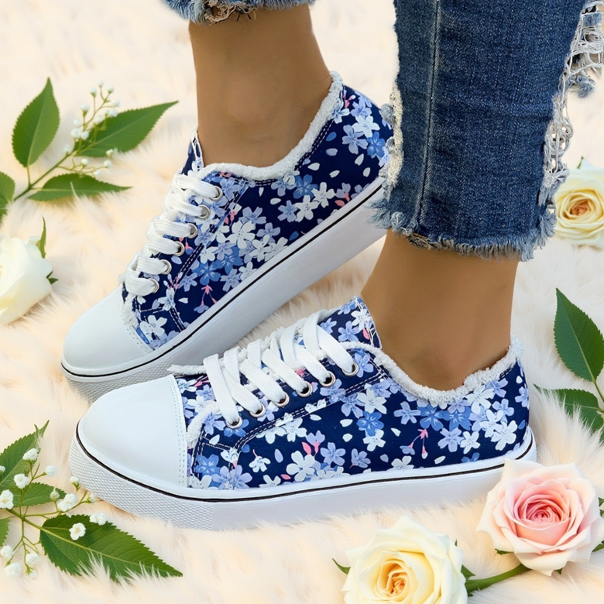 Baskets décontractées femme style floral tendance pour usage quotidien