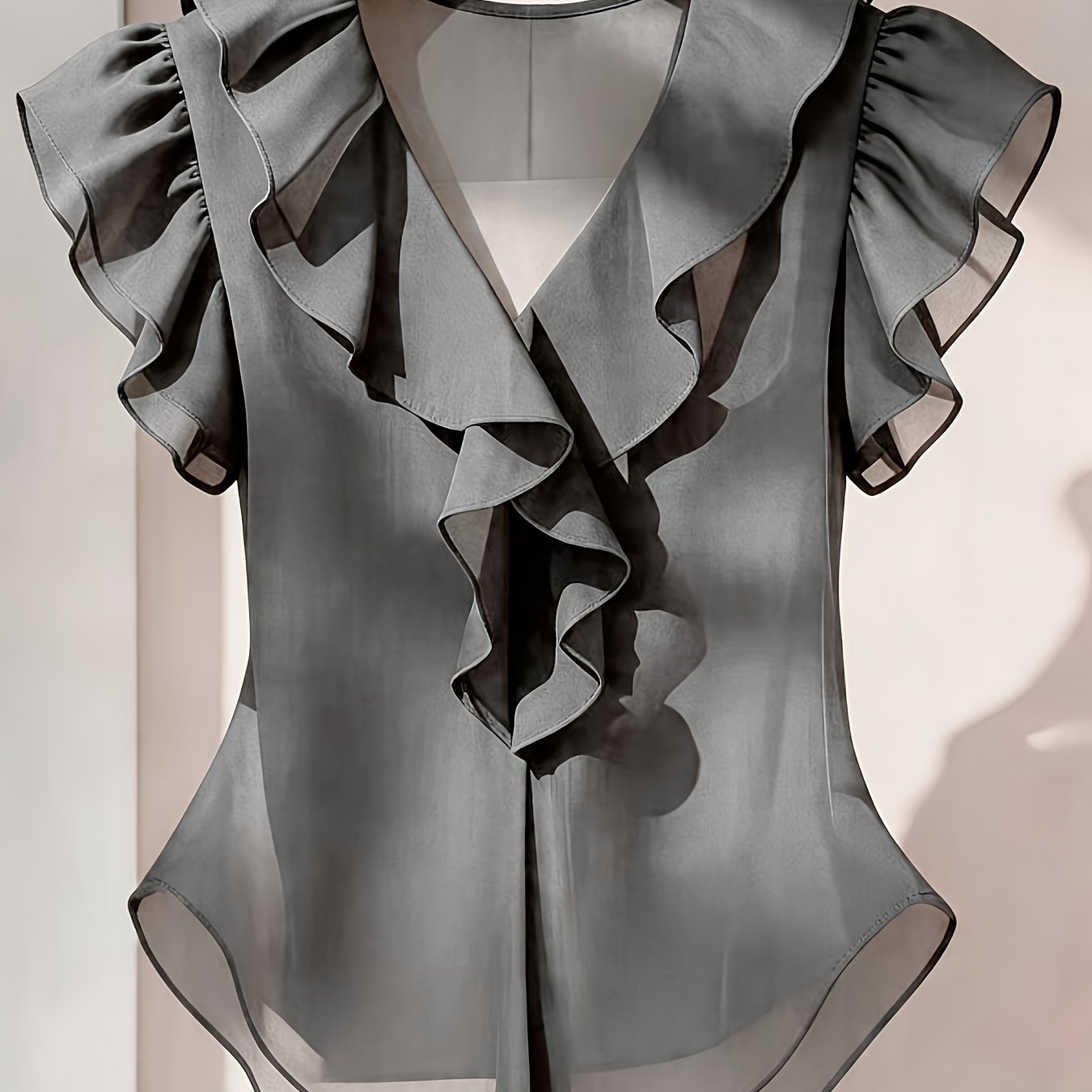 Blouse Femme Élégante à Volants Style Romantique pour Tenue Chic et Bureau