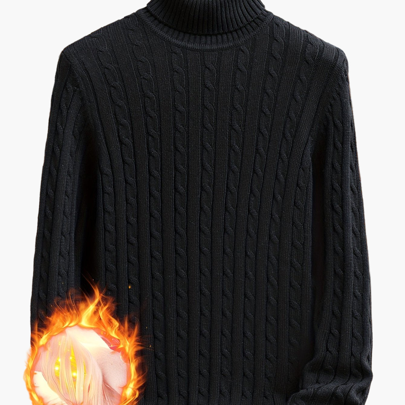 Pull à col roulé torsadé style décontracté pour homme - Manches longues, usage quotidien
