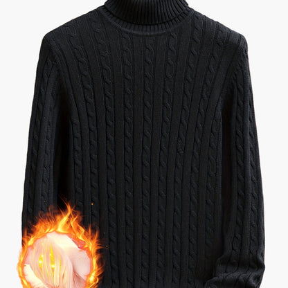 Pull à col roulé torsadé style décontracté pour homme - Manches longues, usage quotidien