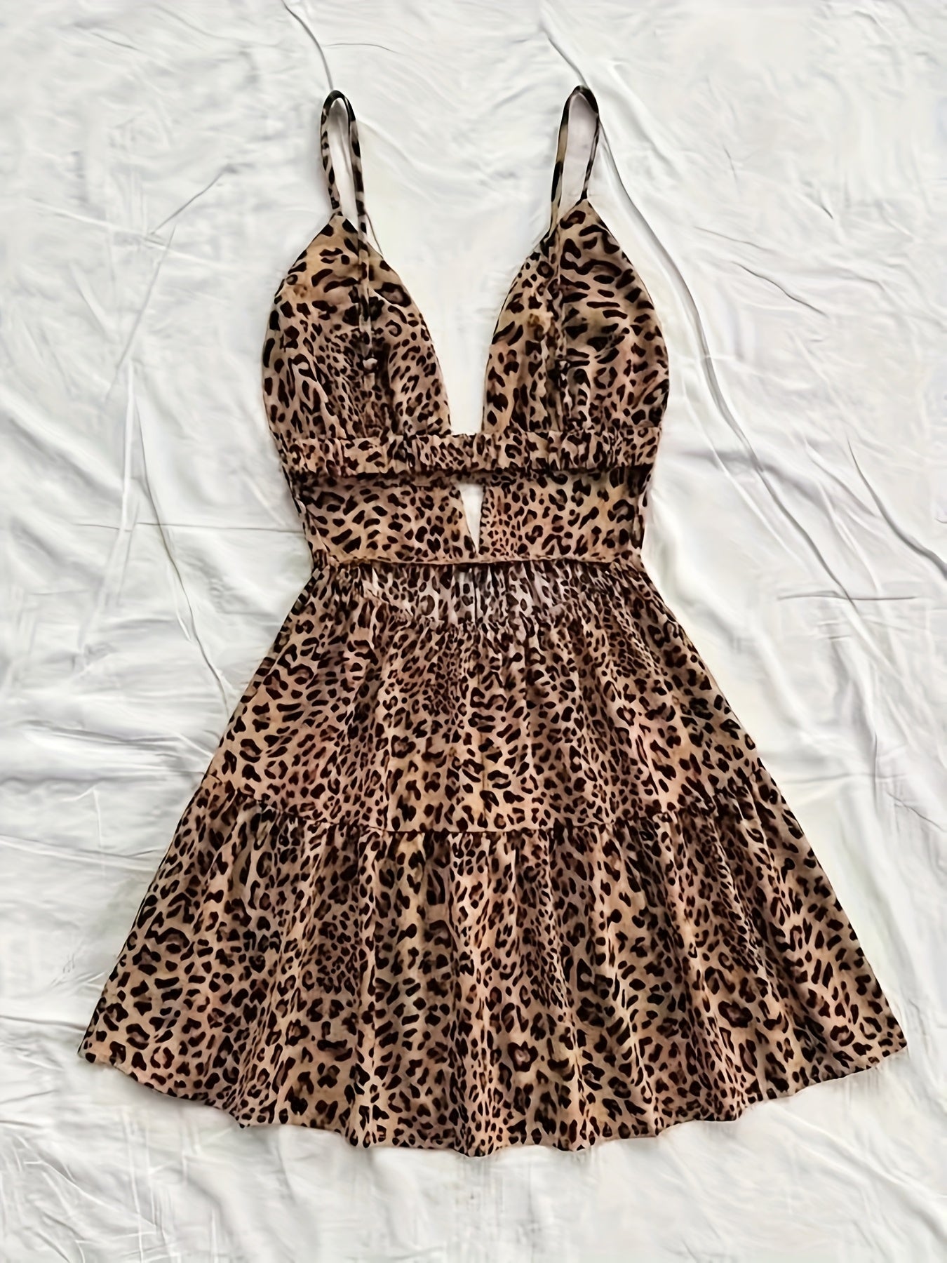 Vestido corto de verano con estampado de leopardo para mujer, estilo casual y vacaciones