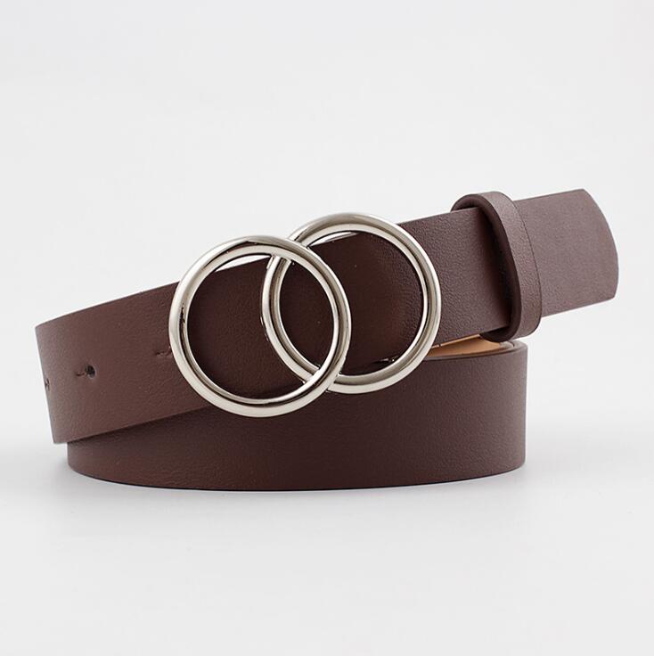 Verstelbare damesriem met dubbele ring en lederlook