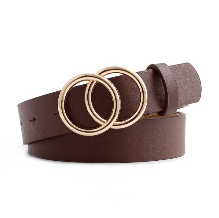Verstelbare damesriem met dubbele ring en lederlook