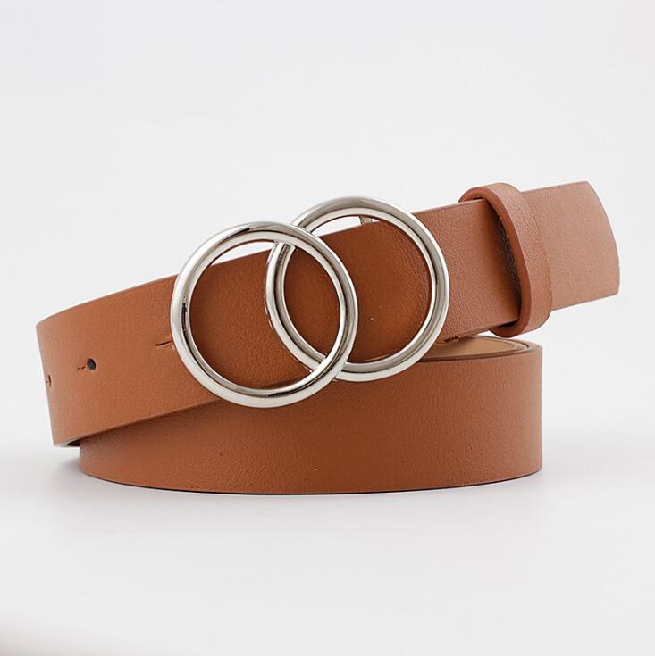 Verstelbare damesriem met dubbele ring en lederlook