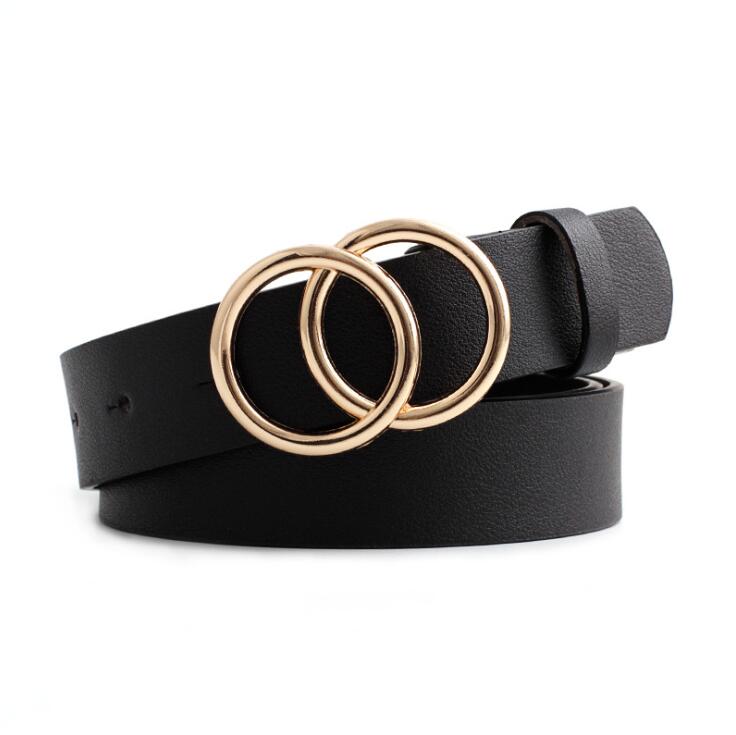 Verstelbare damesriem met dubbele ring en lederlook