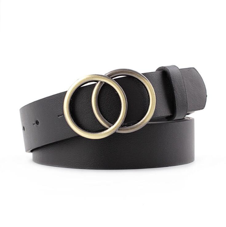 Verstelbare damesriem met dubbele ring en lederlook