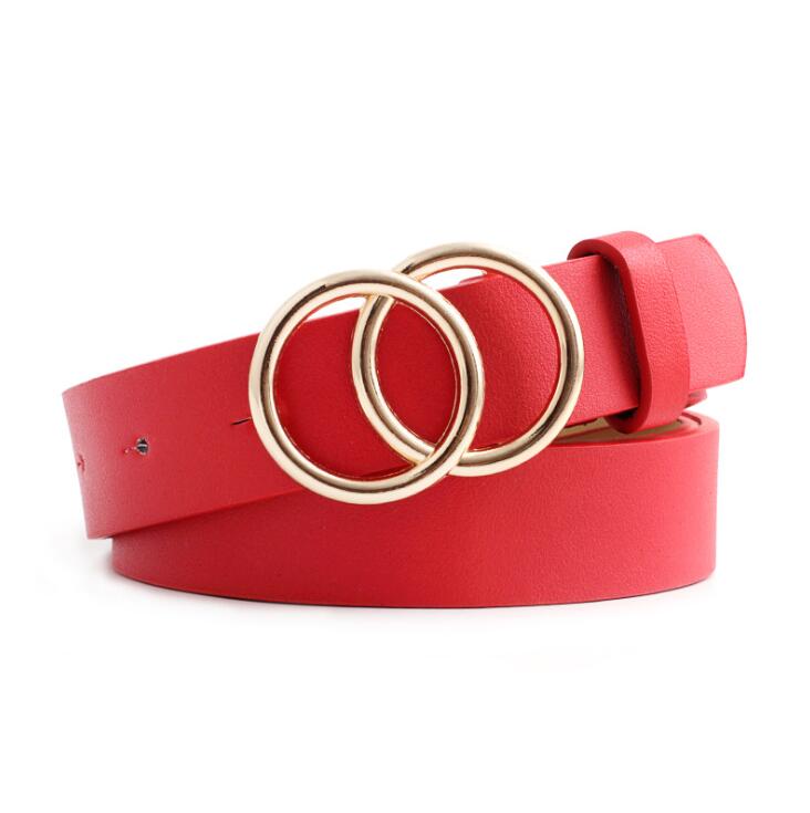 Verstelbare damesriem met dubbele ring en lederlook