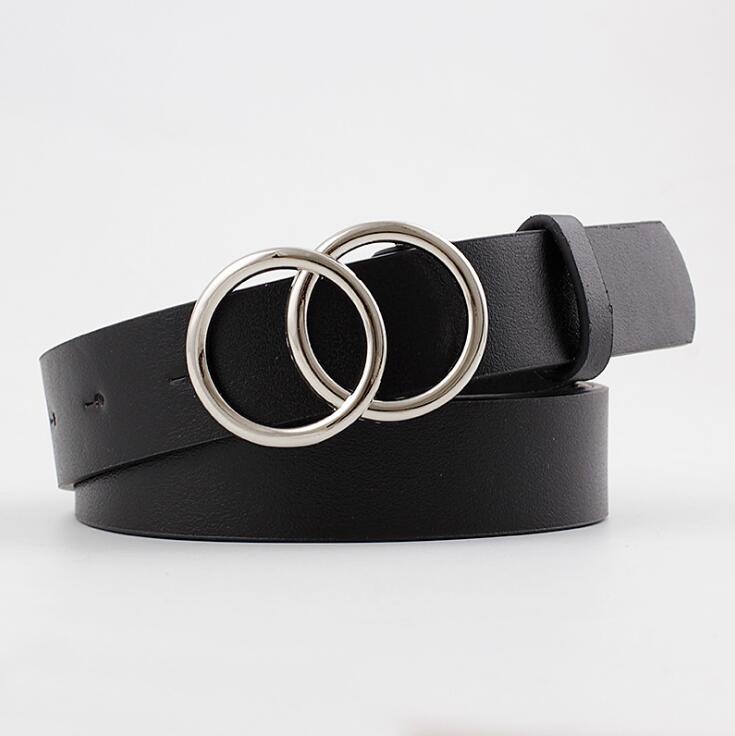 Verstelbare damesriem met dubbele ring en lederlook