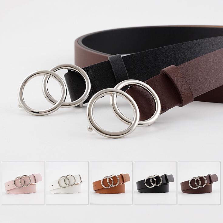 Verstelbare damesriem met dubbele ring en lederlook