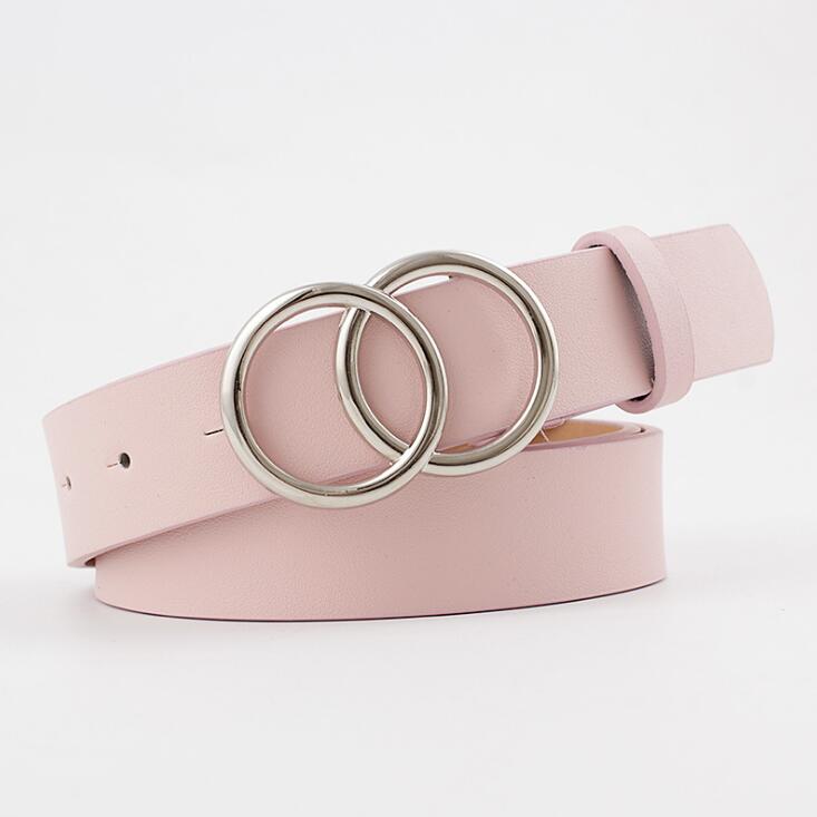 Verstelbare damesriem met dubbele ring en lederlook