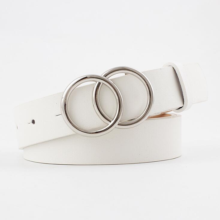 Verstelbare damesriem met dubbele ring en lederlook