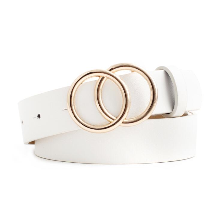 Verstelbare damesriem met dubbele ring en lederlook