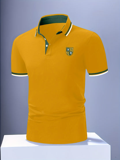 Polo décontracté pour homme style universitaire, col élégant, manches courtes, idéal pour l'été