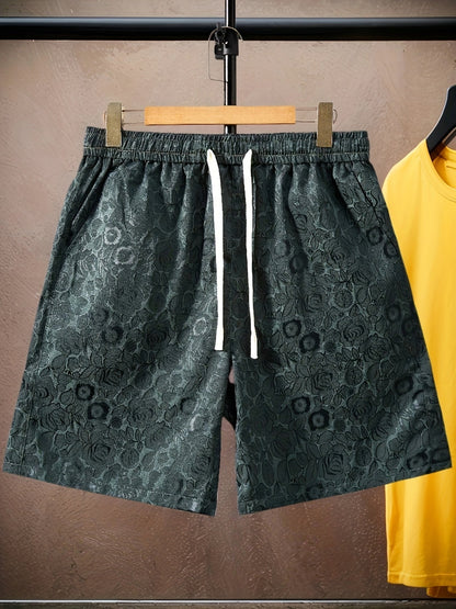 Krótki męski t-shirt w nowoczesny kwiatowy wzór, styl casual na lato