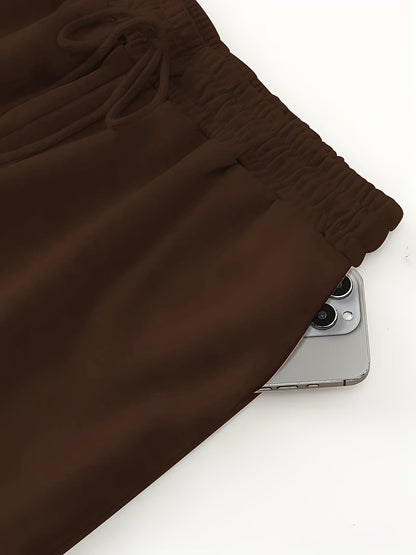 Pantalon large décontracté Femme avec imprimé phases de lune, taille élastiquée et poches