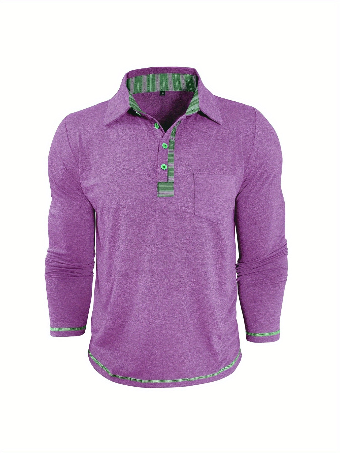 Polo Homme Manches Longues Détails Ethniques Boutons Beige