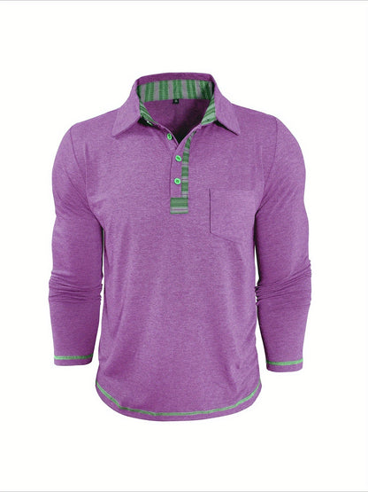 Polo Homme Manches Longues Détails Ethniques Boutons Beige