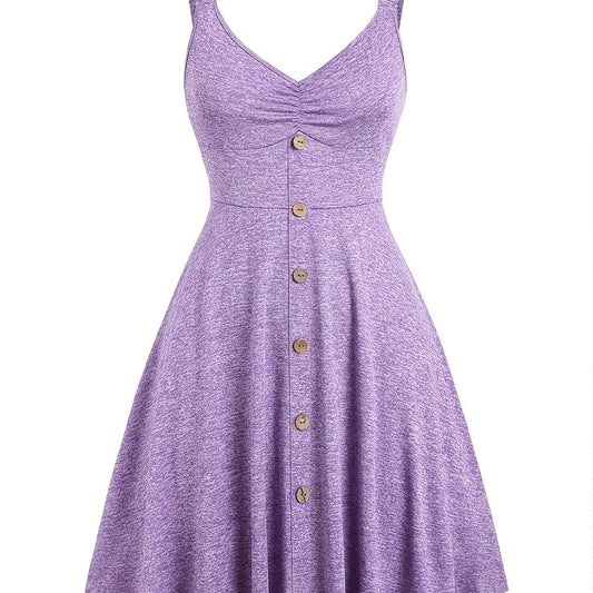 Vestido Mujer Elegante Casual Abotonado Cuello V Verano Primavera