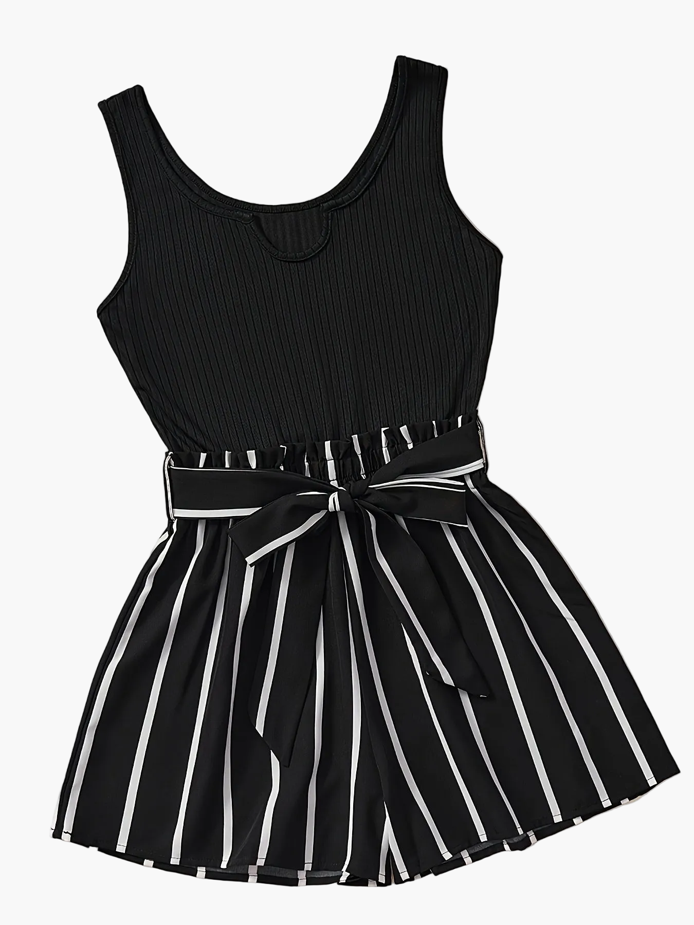 Combishort élégante à rayures pour femme, style décontracté été