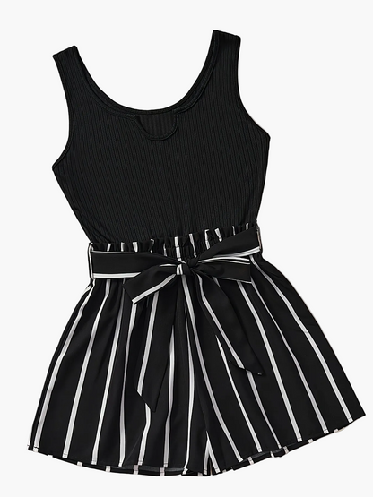 Combishort élégante à rayures pour femme, style décontracté été