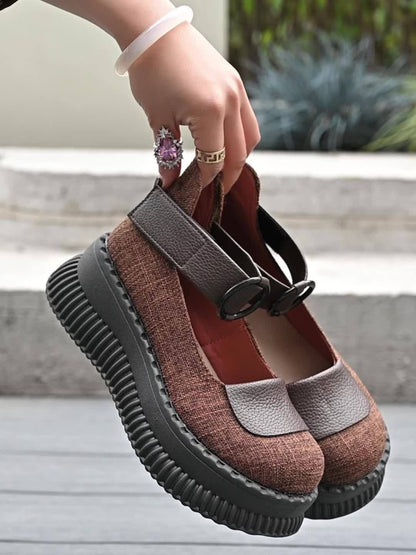 Chaussures bateau vintage pour femme à bout rond et bride boucle – Style décontracté
