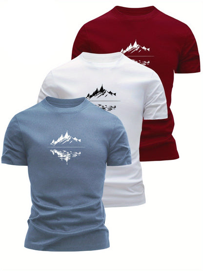 T-shirt Homme Style Graphique Montagne, Décontracté, Idéal pour Loisirs et Plein Air