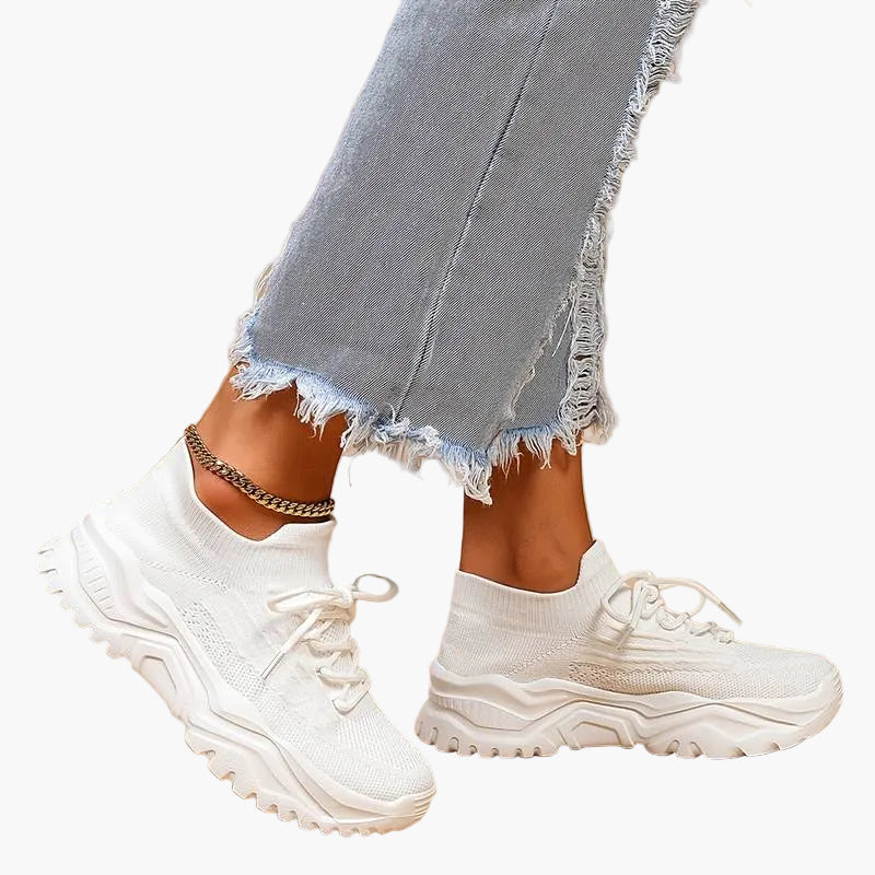 Trendy gå-sneakers til kvinder med tyk sål – Urban stil og daglig komfort