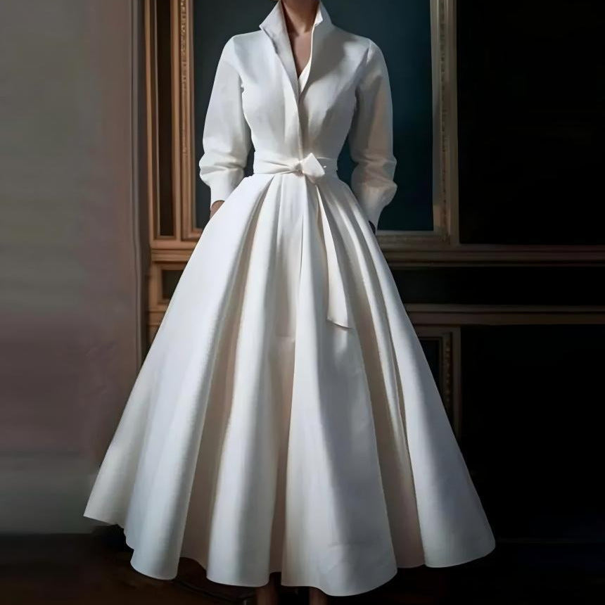 Grace – Robe Tempérament à Col Montant Simple