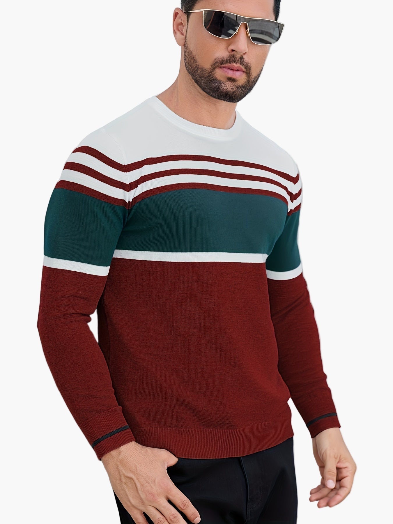 Maglione casual da uomo a righe stile moderno per uso quotidiano