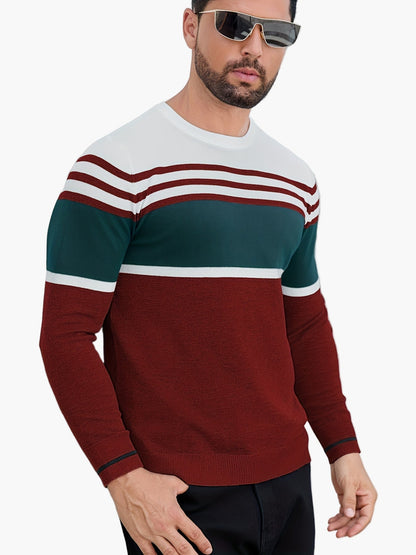Maglione casual da uomo a righe stile moderno per uso quotidiano